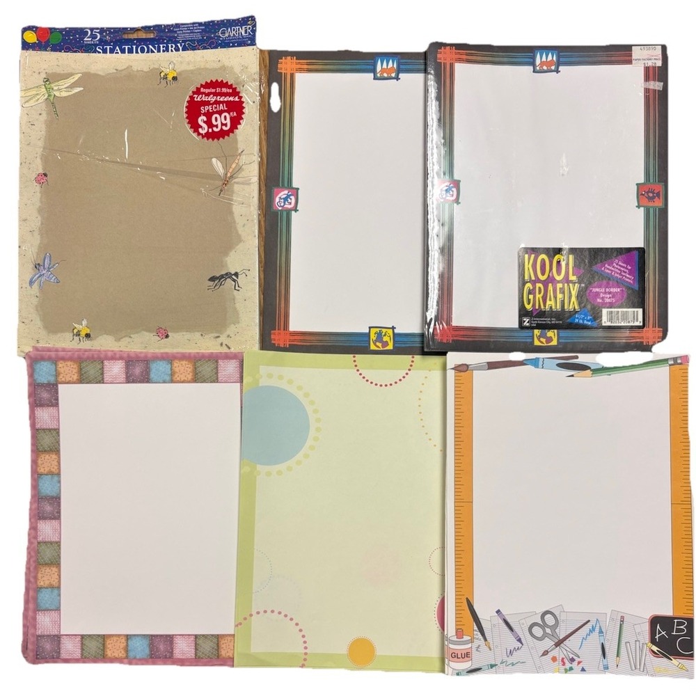 VTG  Jungle Insects School Bubble Patchwork Border Paper 8 1/2x11" 150 Sheets